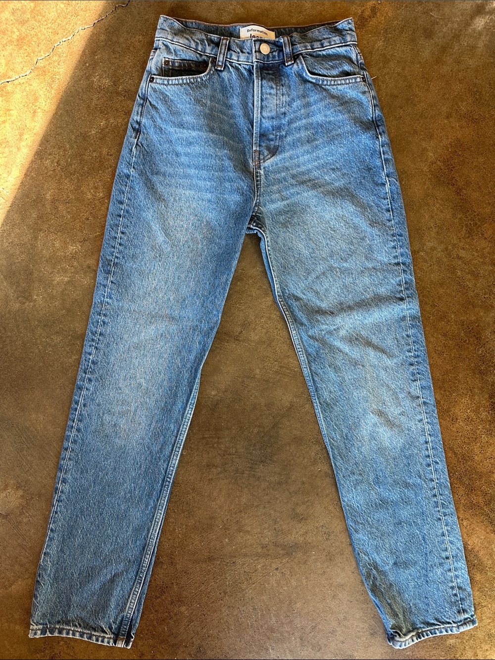 Reformation Relaxed High-Rise Jeans in Light Blue Denim